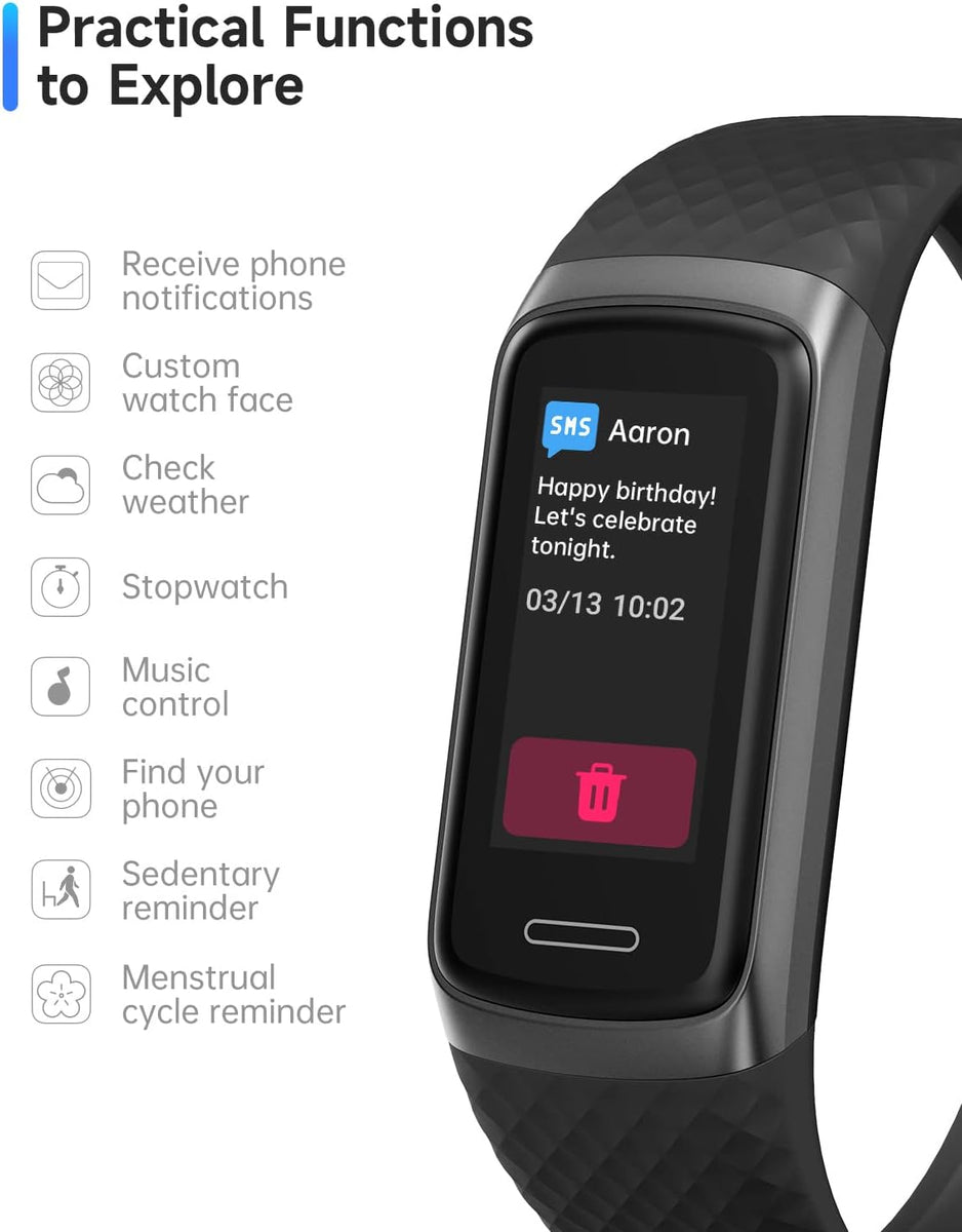 TOOBUR ID155 Fitness Tracker, IP68 Waterproof Fitness Watch with Heart